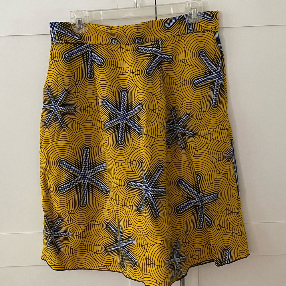 Ankara fabric A-line skirt with pockets.
